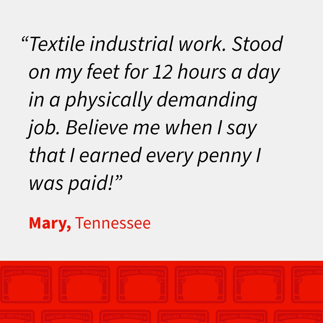 Earned Social Security story from Mary, Tennessee