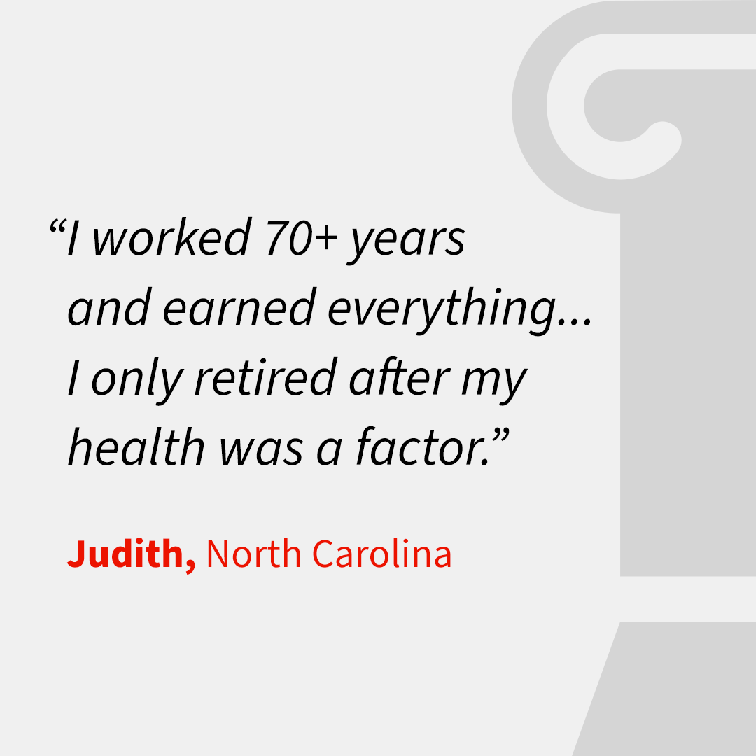 Earned Social Security story from Judith, North Carolina