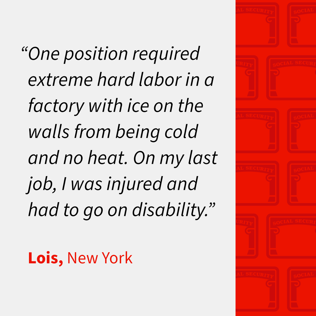 Earned Social Security story from Lois, New York