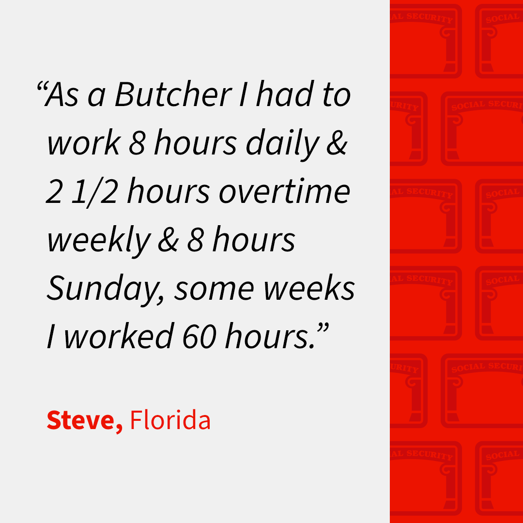 Earned Social Security story from Steve, Florida