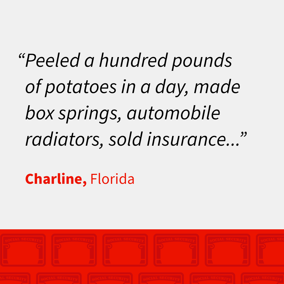 Earned Social Security story from Charline, Florida